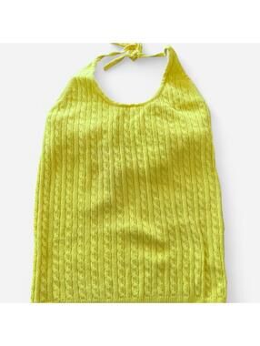 Bright Yellow Gap Sweater Knit Halter Tank Top, Size Medium, 13” ptp